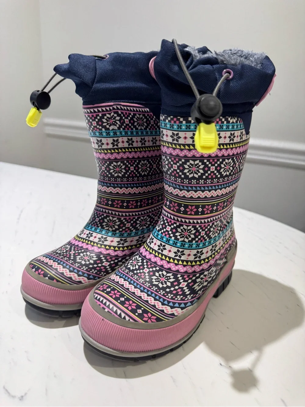 Western Chief Little Girls 10 Waterproof Winter Rain Snow Boots - Pink Pattern